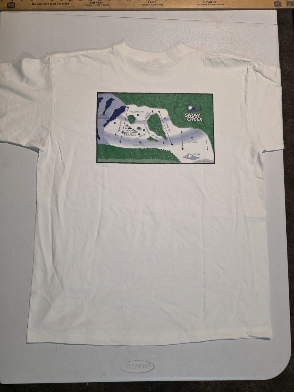 VTG Snow Creek Ski Resort T Shirt Trail Map Weston Missouri NWT Large Skiing